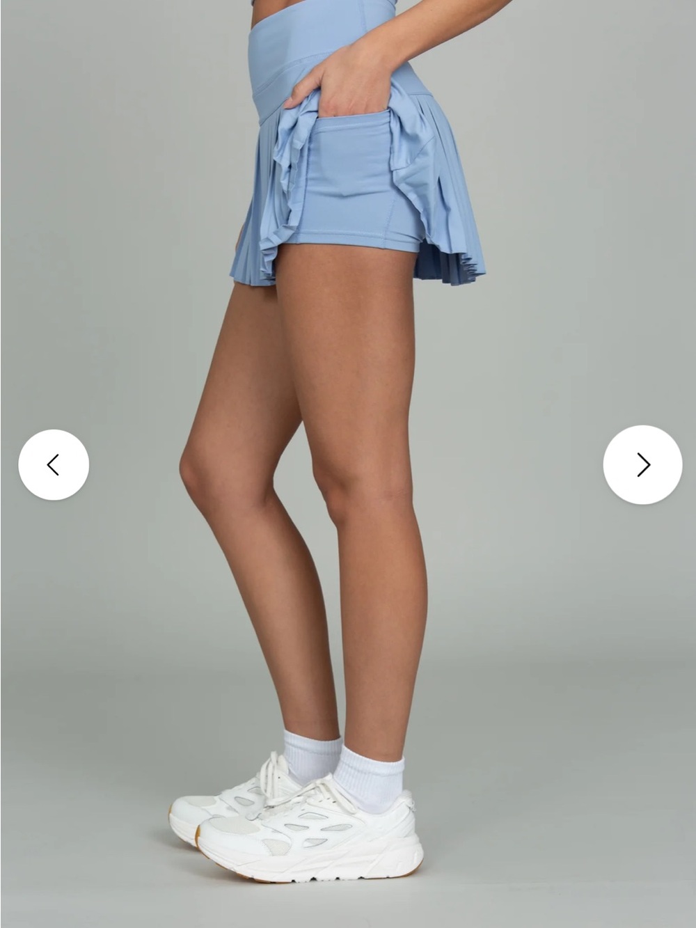 Light Blue Pleated Mini Skirt - Picture 2 of 4